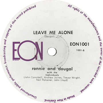 Commercially released pressing of "Leave Me Alone" by Ronnie and Dougal on the EON label